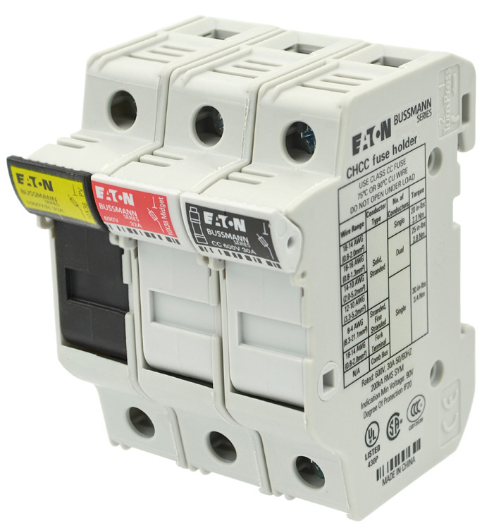 CH Modular, IP20 finger-safe DIN-Rail holders for  Class CC, supplemental and PV fuses